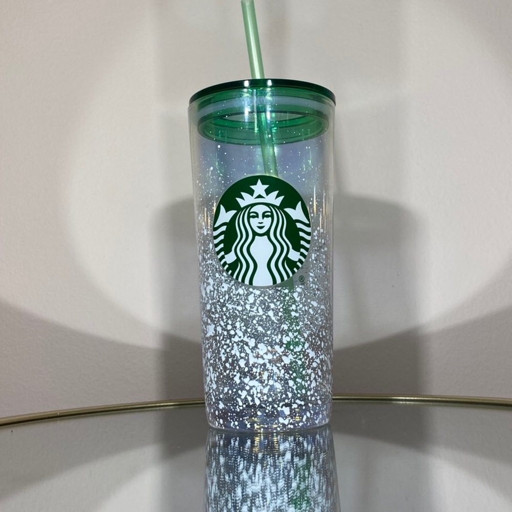 Starbucks Iridescent Snow Green Glass Tumbler